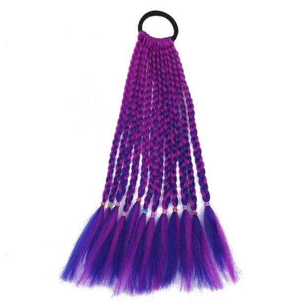 Nvzi Extensiones de cola de caballo trenzada con rastas para niños, extensiones de cabello con trenzas, pelucas, extensiones de rastas finas, pelucas, postizo sintético, A12