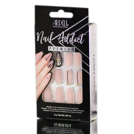 Ardell Nail Addict Premium Artificial Nail Set - Blush Geometric Crystals