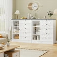 thumbnail image 2 of Homfa 5 Drawer White Dresser with Glass Door, Modern Wood Chest of Drawers for Bedroom Living Room Hallway, 2 of 7