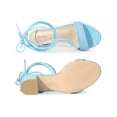 thumbnail image 4 of Allegra K Women's Sparkle Strappy Lace Up Block Heel Sandals Blue 9, 4 of 7