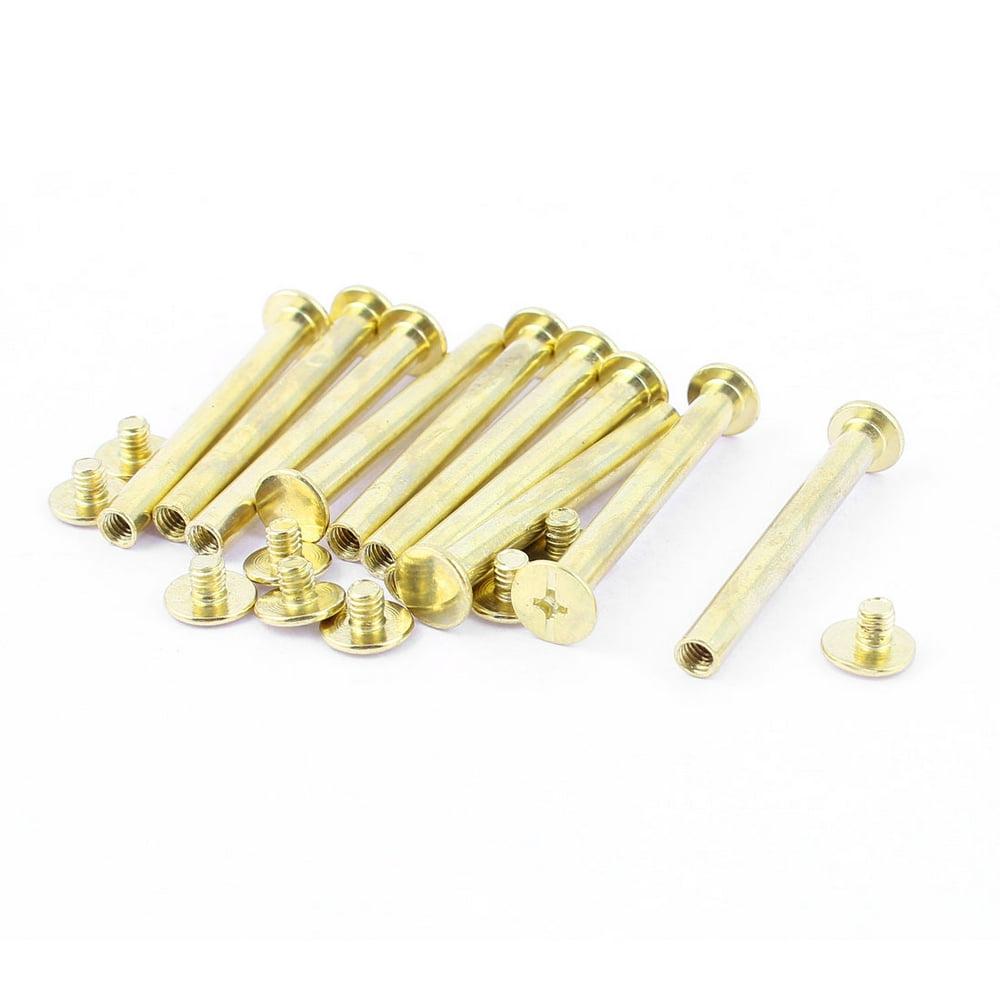 Uxcell 5mmx45mm Brass Plated Binding Chicago Screw Post for Album