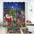 thumbnail image 3 of FRAMICS Christmas Shower Curtain Sets with Rugs, 16 Pc Santa Reindeer Bathroom Sets, Xmas Tree Waterproof Fabric Bathroom Curtain Decor with Hooks, 3 of 9