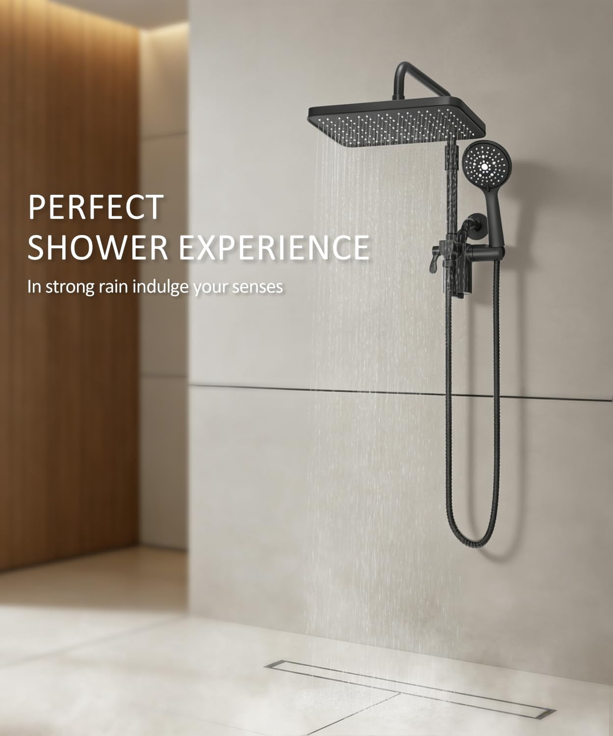 Black Handheld Filtered Shower Head with 12 Inch Rain Adjustable Extension Arm Dual Filter Kit