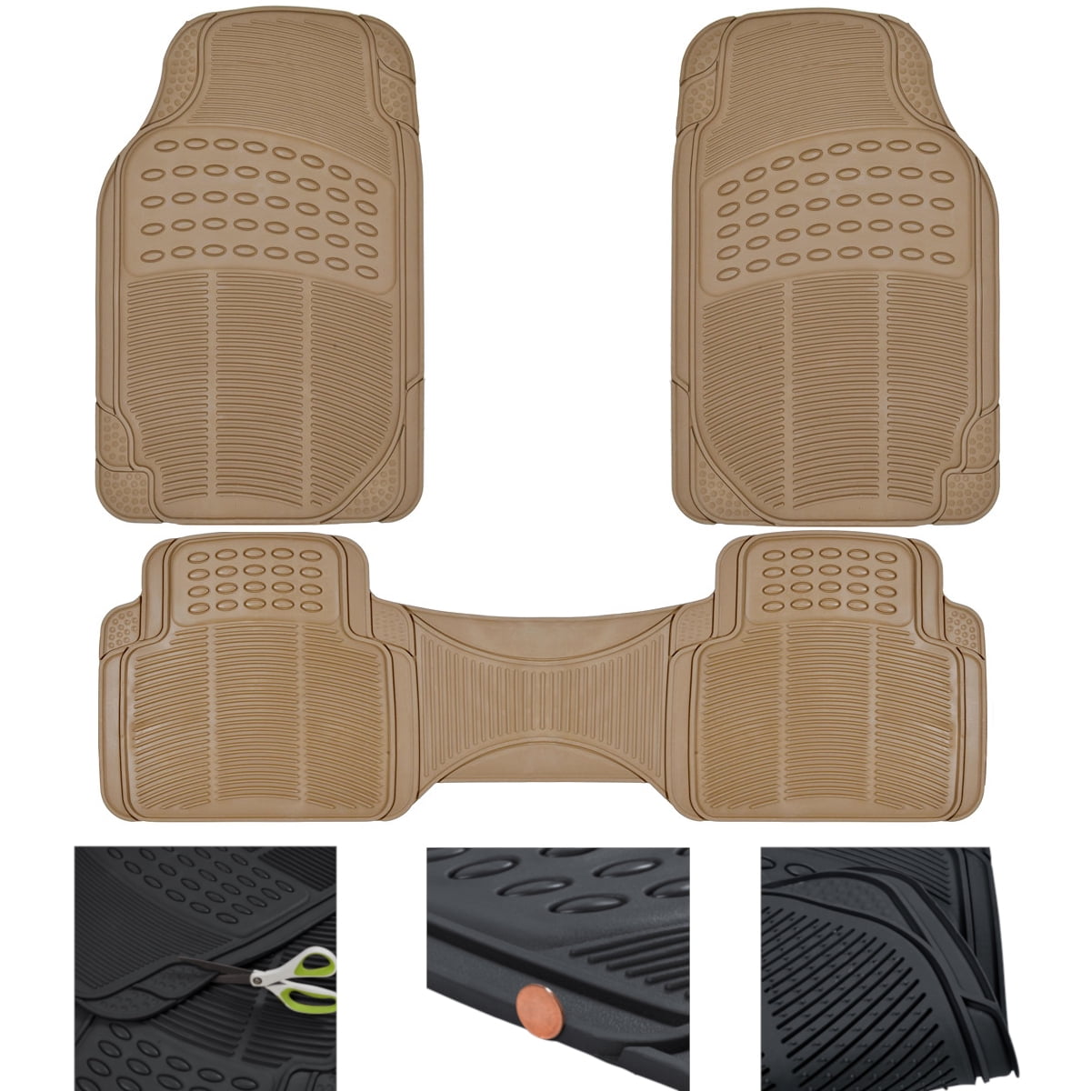 BDK Car Floor Mats with Cargo Mat, All Around Utitliy Trunk Mat, 3 Colors