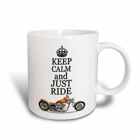 3dRose Keep calm and just ride. Cool motorcycles saying., Ceramic Mug,
