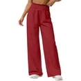 thumbnail image 1 of Pantalones largos para niños, de color liso, con cintura elástica y bolsillos laterales, holgados y transpirables, de poliéster., 1 of 7