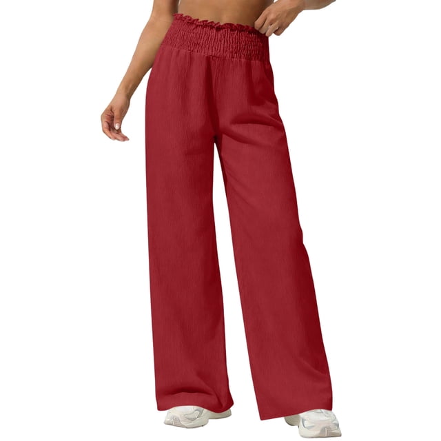 Pantalones largos para niños, de color liso, con cintura elástica y bolsillos laterales, holgados y transpirables, de poliéster.