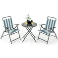 thumbnail image 1 of Gymax 3 Pieces Patio Folding Chair Set w/ 2 Chairs & Glass Round Coffee Table Porch Deck Backyard, 1 of 10