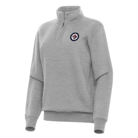 Women's Antigua Heather Gray Winnipeg Jets Victory Quarter-Zip Sweatshirt