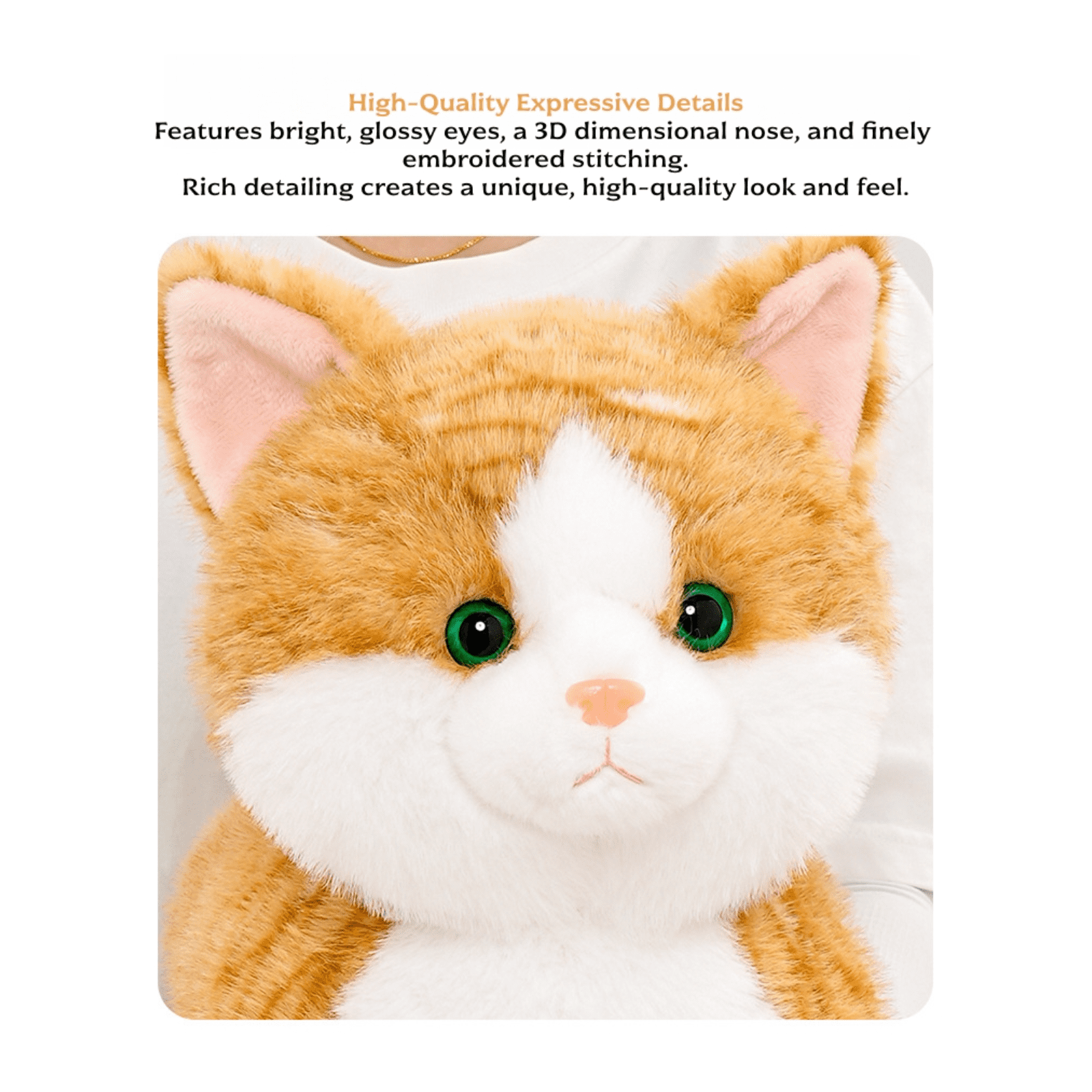 Lifelike Cat Plush Toy, Soft Stuffed Cat with Weighted Paws & Tail, Realistic Plush Animal Pillow Doll for Home Decoration and Comfort Gift