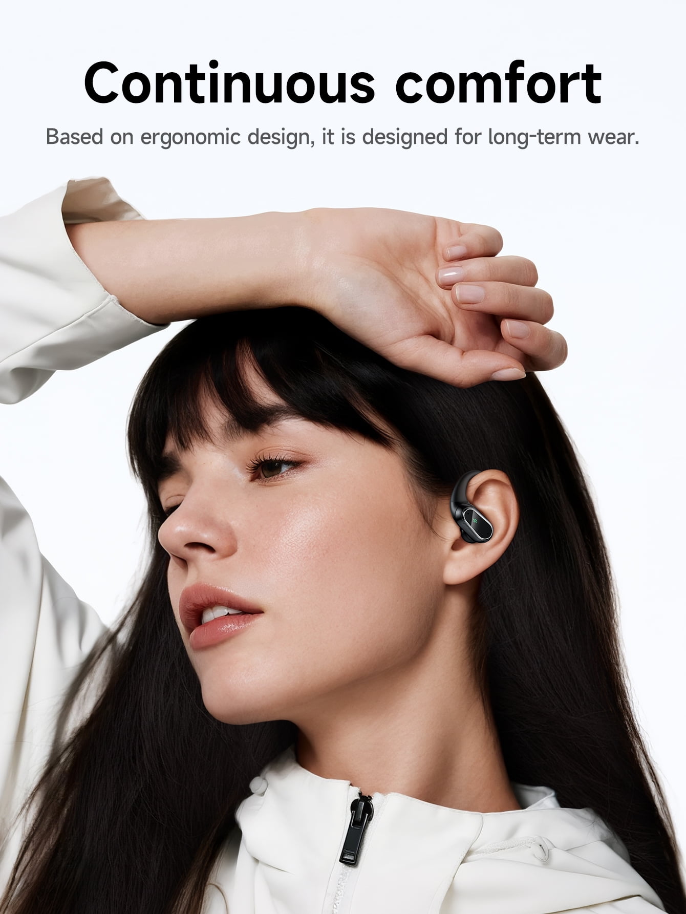 HOCO Open-Ear Bluetooth Earbuds with Smart Digital Power Display,500mAh Charging Case, Lightweight, Secure Fit for Sports