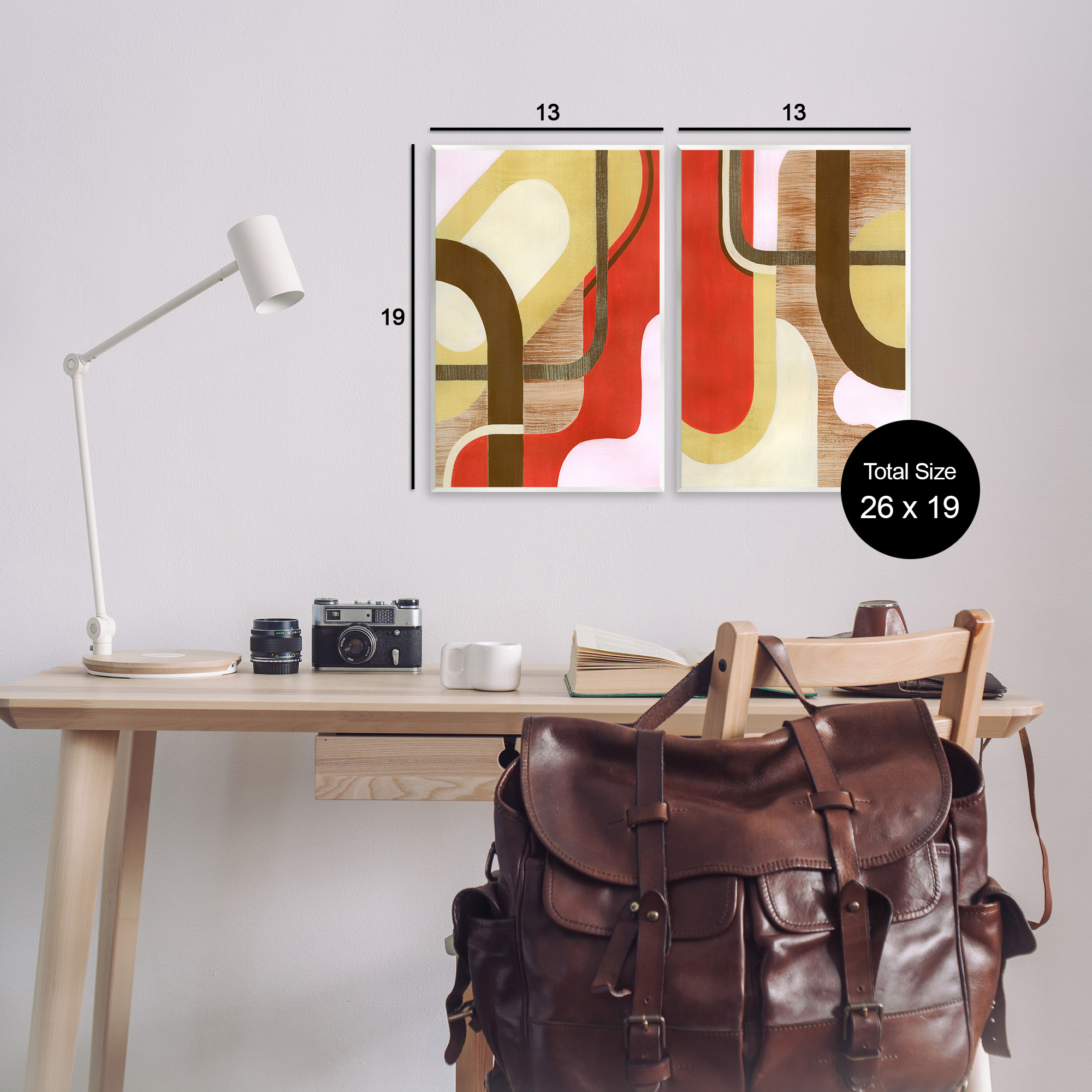 Stupell Industries Rustic Winding Shapes Abstract Painting Unframed Art Print Wall Art, 13 x 19, Set of 2