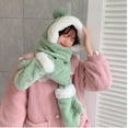 thumbnail image 2 of ASFGIMUJ Plush Three Warm One Creative Five Gloves Thickened Girls' Scarf Hat In Finger Wool Outdoor Scarf Green One Size, 2 of 8