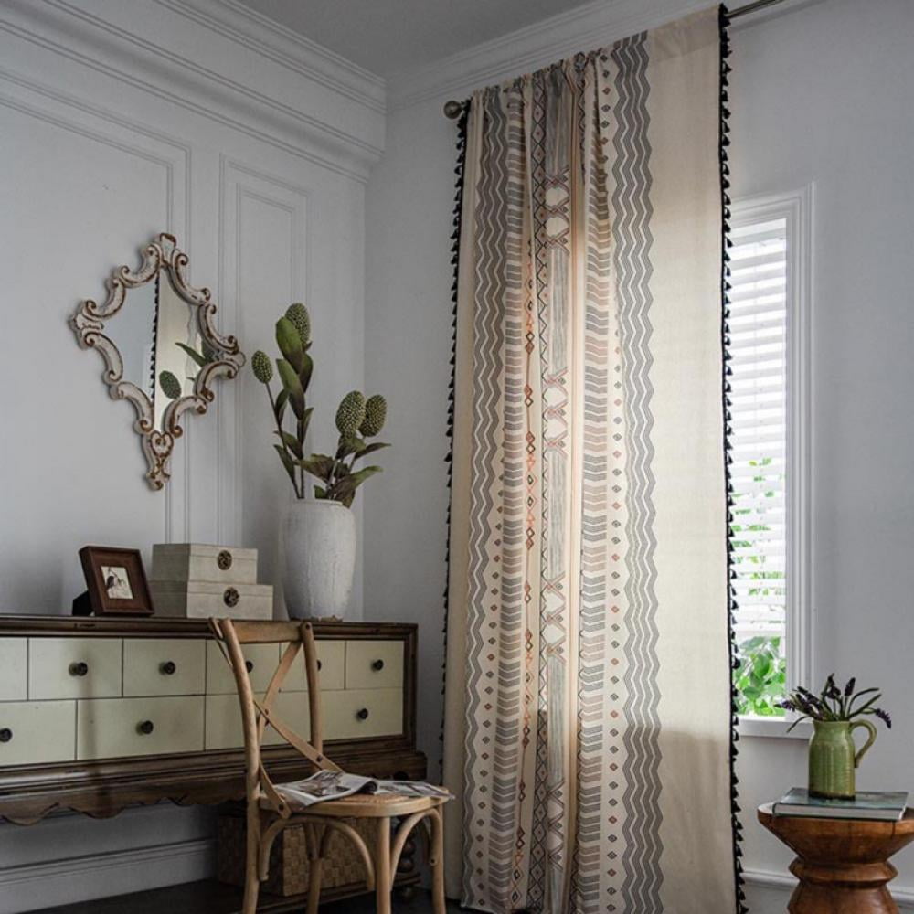 Buy Boho Embroidery Sheer Curtains Bay Window Grommet Top Voile Drapes