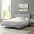 thumbnail image 2 of Platform Bed Frame, Queen Size, Velvet, Light Grey Gray, Modern Contemporary Urban Design, Bedroom Master Guest Suite, 2 of 10
