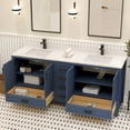 thumbnail image 5 of Ayna Decors Rooh 72 in Navy Blue Double Sink Bathroom Vanity Set with White Quartz Countertop | 4 Soft Closing Doors | 6 Full Extention Soft Close Drawer | Black Hardware, 5 of 10