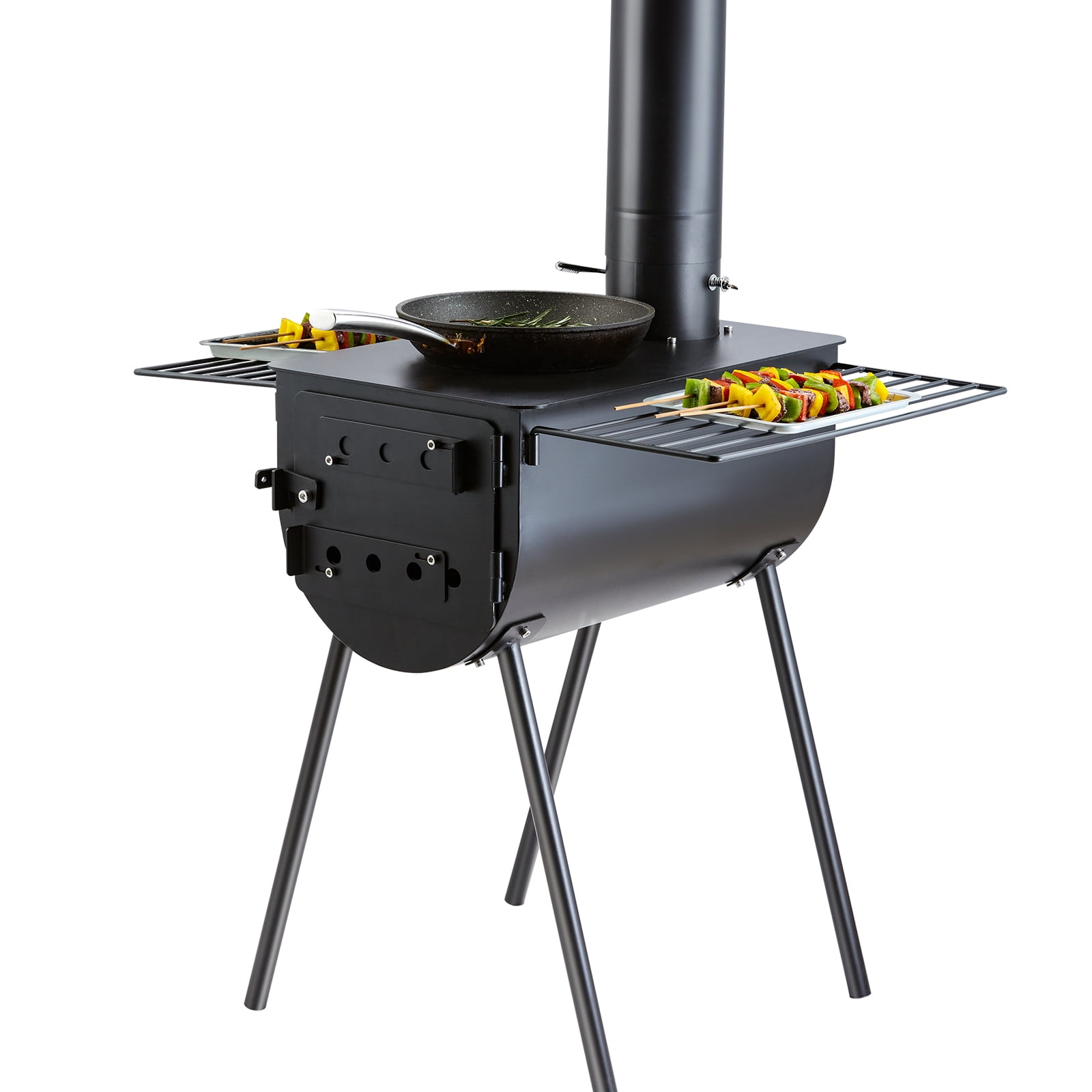 BENTISM Portable Wood Camping Stove with Support Legs and Chimneys