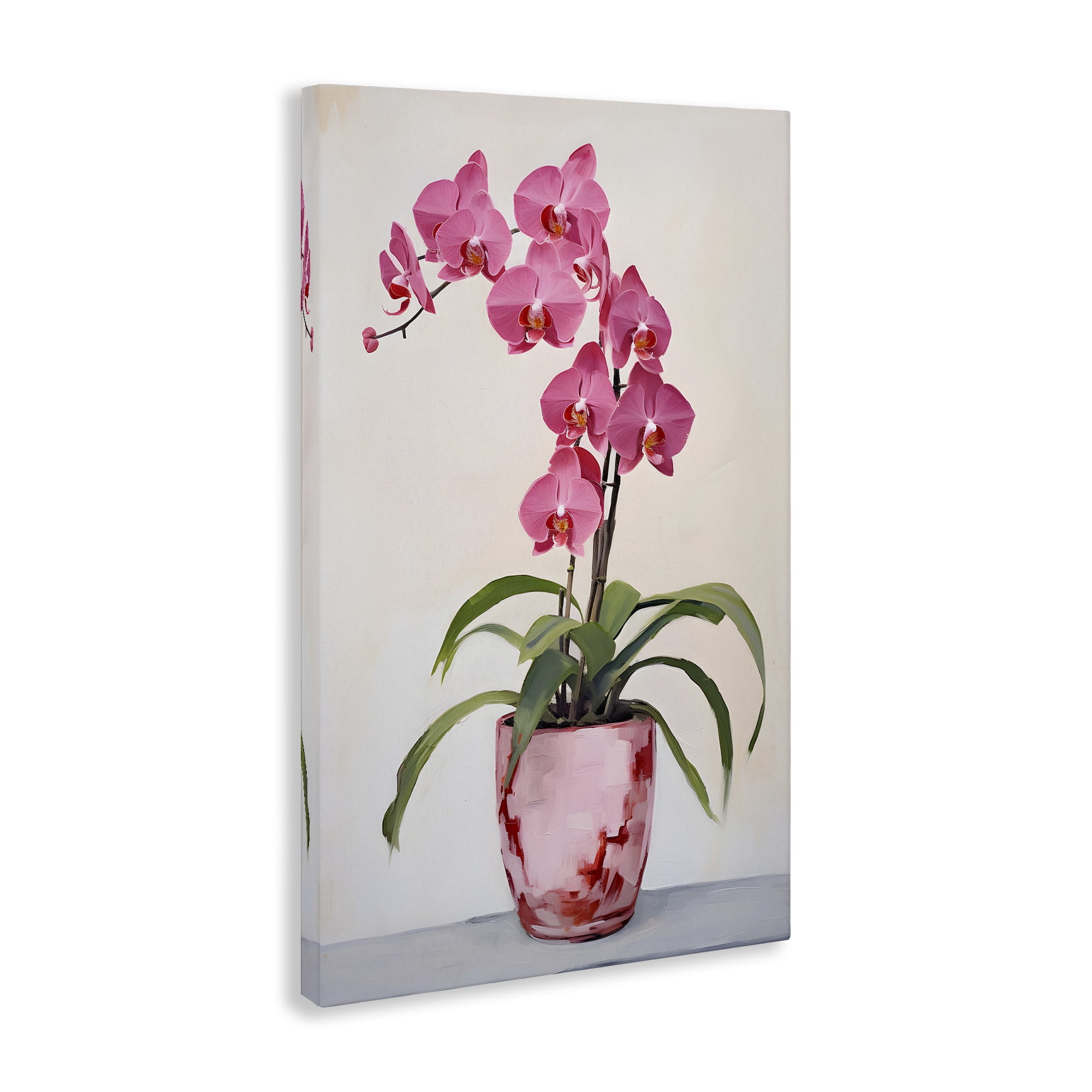 Stupell Industries Modern Pink Orchid Botanical & Floral Painting Gallery Wrapped Canvas Art Print Wall Art, 16 x 24