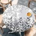 thumbnail image 2 of Spring Gray Eucalyptus Round Tablecloth, Fitted Table Cover with Elastic for 55"-60" Round Tables, Summer Botanical Leaf Country Table Cloth Outdoor Indoor Dinning Party Waterproof Tablecloths, 2 of 7