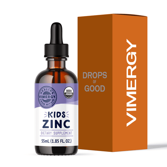 VIMERGY Kids Organic Zinc Sulfate– 55 ml | Ages 1-18 | Liquid Minerals
