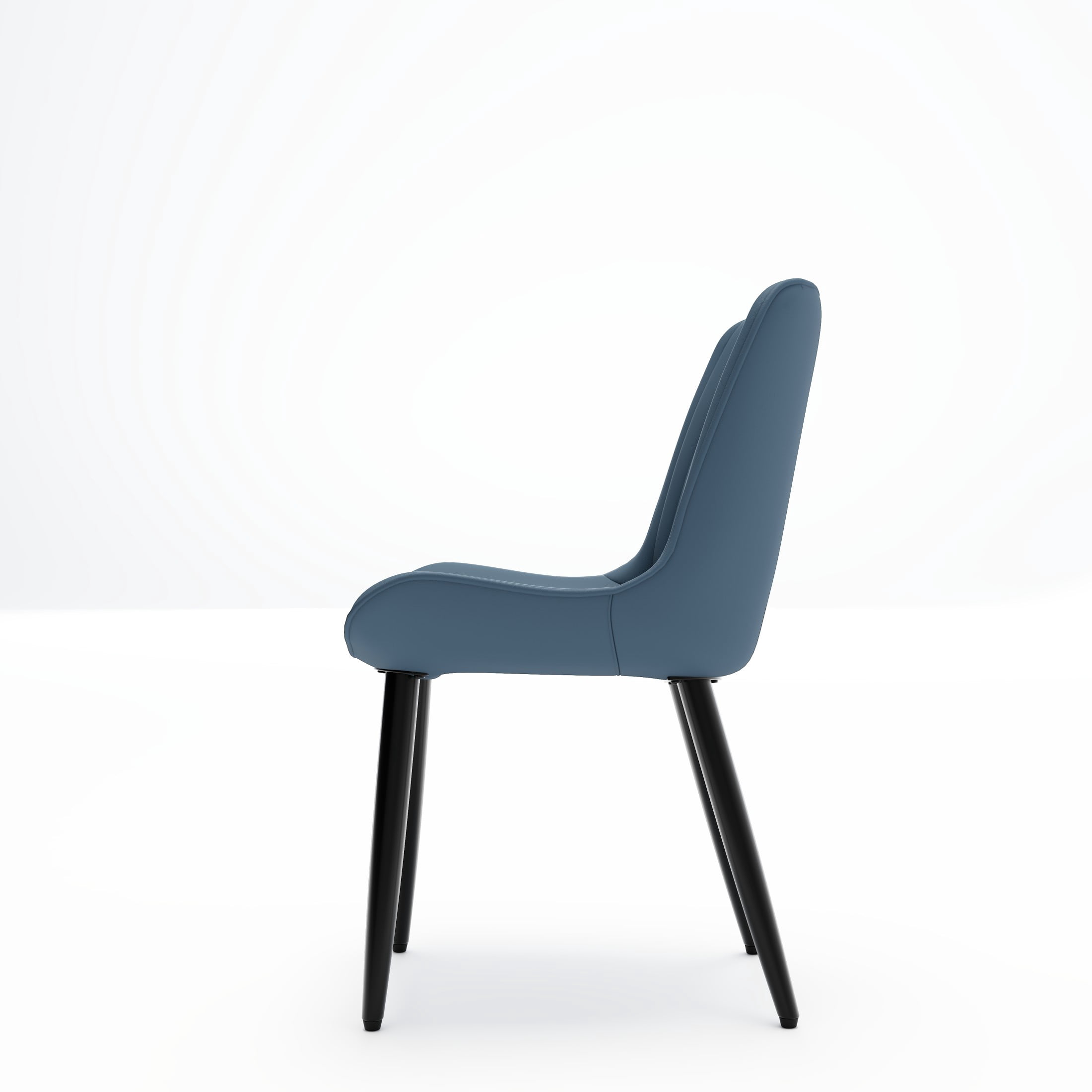 Noble House Modern PU Leather Dining Chairs with Metal Legs, Armless Side Chairs for Kitchen, Blue, Set of 4