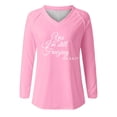 thumbnail image 4 of KIHOUT - Blusas casuales para mujer, liquidación 2024, moda clásica, estampado de letras, cuello en V, blusas básicas holgadas, camisetas de manga larga, blusas tipo túnica para otoño, 4 of 4