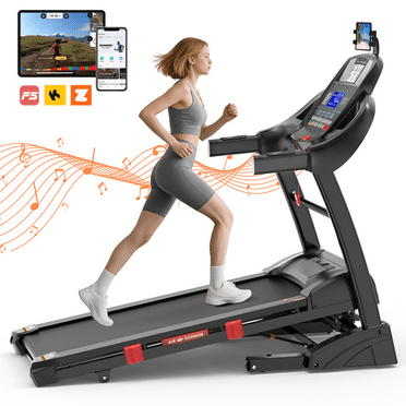 Qvamodo 4.5HP Treadmill for Home, Folding Treadmill with 15-Level Auto Incline,10 MPH Portable Treadmill 300 LB Capacity, Foldable Treadmill with 64 3 3 3 Programs Bluetooth, LED Display, APP Control