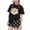 Black, variant on Girls Summer Outfit Sets, Casual Elastic Waist Floral Print Vacation Kids Two-Piece Sets Watermelon Red Size 13-14 T