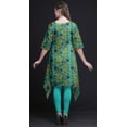 thumbnail image 5 of Bimba Green Leaves & Chrysanthemum Floral Printed Asymmetrical Kurti Tops For Women Indian Summer Dress Tunic Medium, 5 of 6