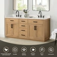 thumbnail image 6 of Gavino 72" Wood Vanity in Light Brown with Composite Stone Top and Mirror, 6 of 17