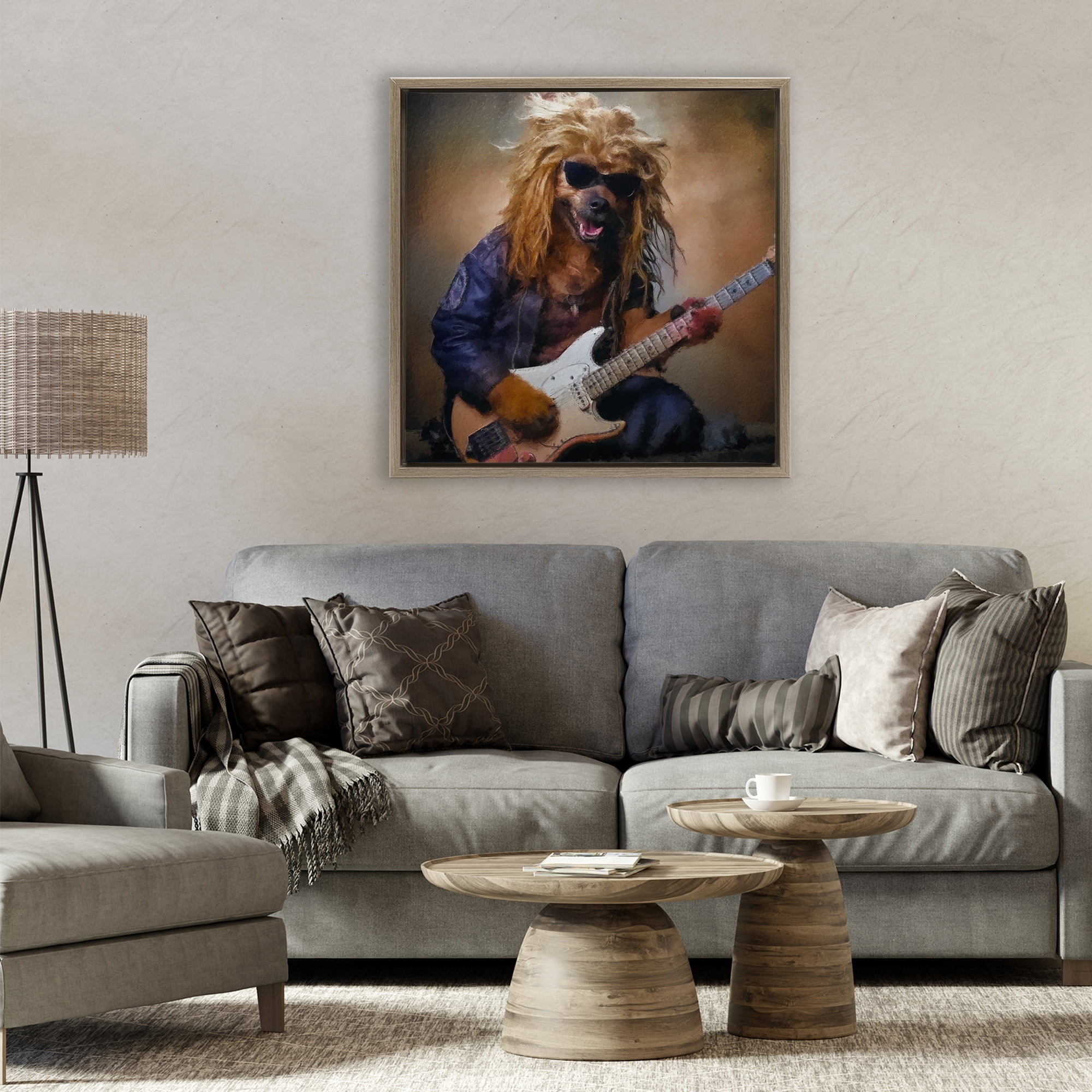 Musician Canine Clark Brown Framed Floater Canvas Wall Art, design by Sean Parnell