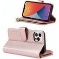 thumbnail image 3 of Wallet Case Compatible with iPhone 12 Pro Max Case,[9 Card Slots] [Wrist Strap] [Stand Feature] Zipper Cash Pocket Magnetic Leather Cover Shockproof Case for iPhone 12 Pro Max,6.7 inch RoseGold, 3 of 14