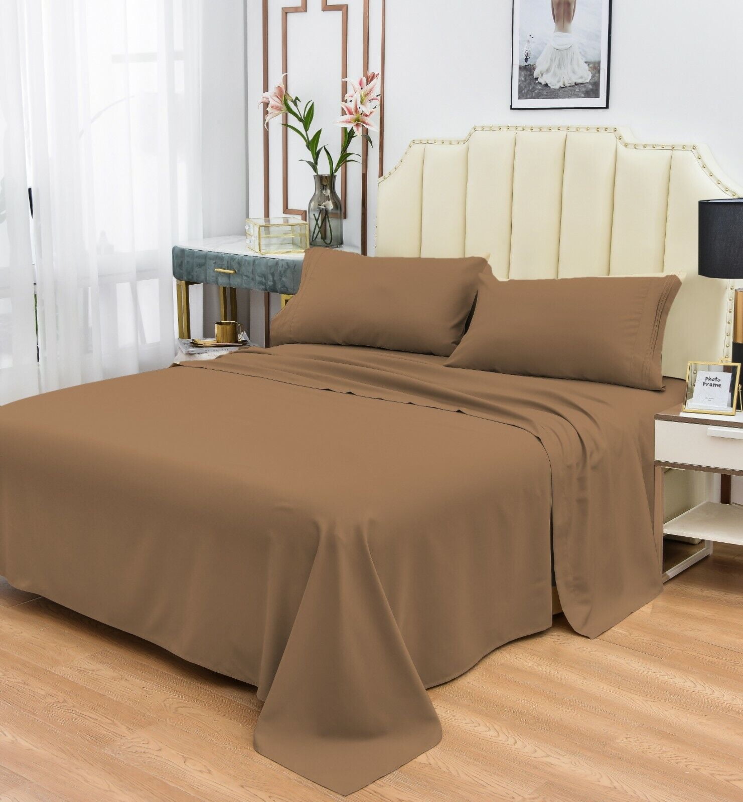 Home Goods Luxury Bamboo Sheet Set Soft Hypoallergenic Deep Pocket 4 Pc Set