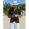 thumbnail image 3 of COOFANDY Mens Knit Button Down Shirt Vintage Short Sleeve Polo Shirts Casual Beach Tops Fashion Hawaiian Shirt, 3 of 6