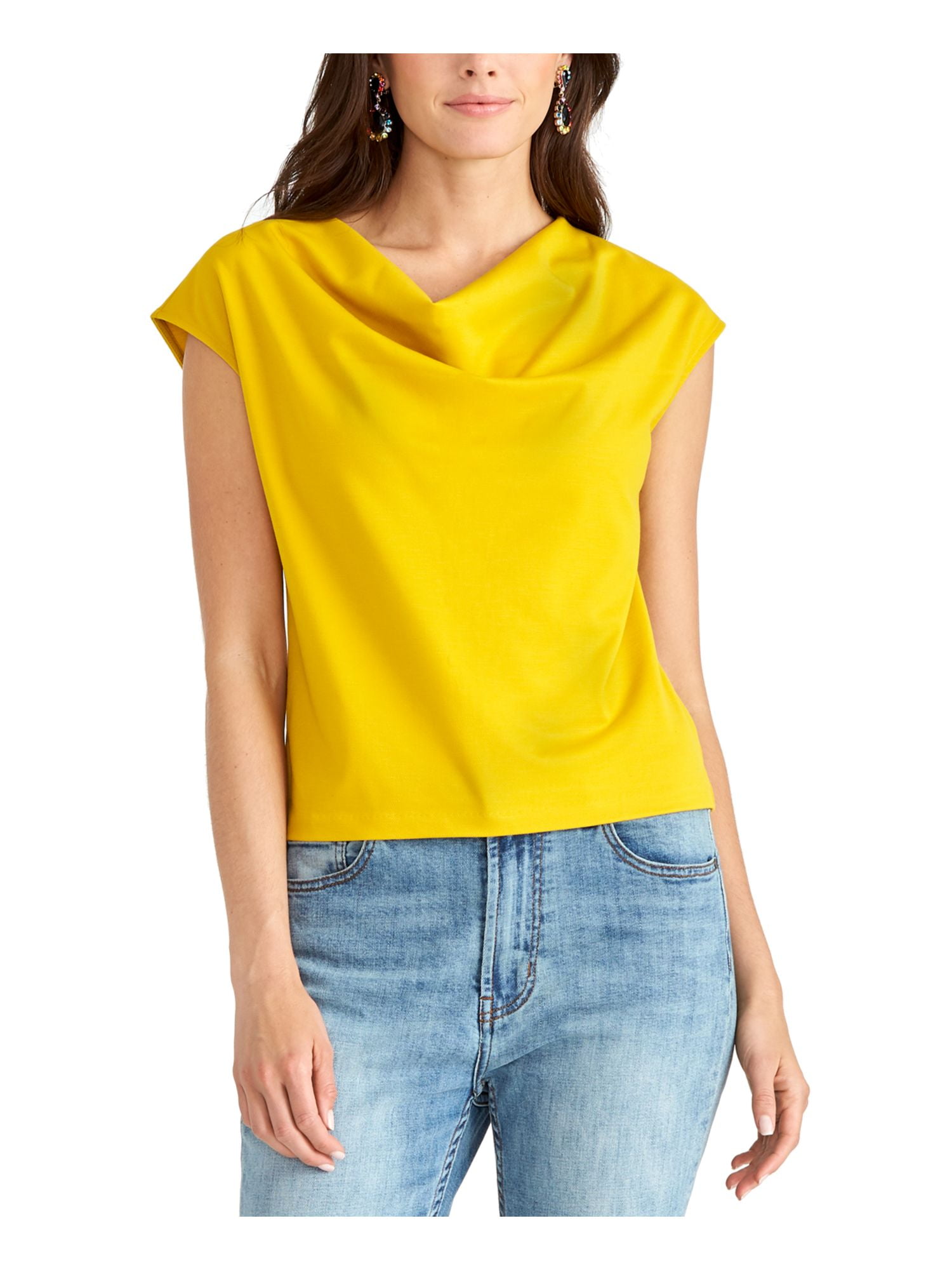 yellow cowl neck top