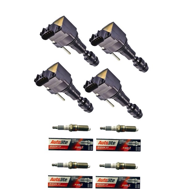 Set of 4 ISA Ignition Coils and 4 Autolite Spark Plugs Compatible with