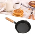 thumbnail image 3 of BIMZUC Cast Iron Frying Pan – 16x3 cm, Stain‑Resistant, Quick‑Heat, Oil‑Free Cooking, Easy‑Clean, Durable Skillet with Wooden Handle, 3 of 7