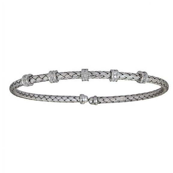 Decadence Sterling Silver 5 Station basketweave Cuff Bangle