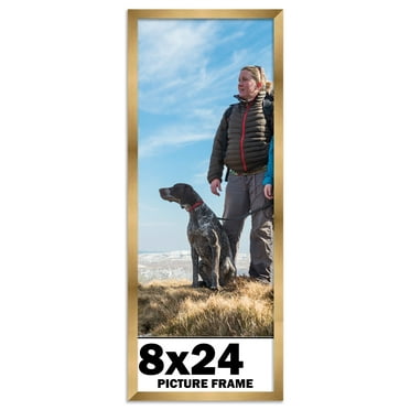 8x24 Frame Gold Bronze Modern Solid Wood Picture Frame | 0.75 Inch Moulding Width | Includes UV