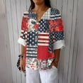 thumbnail image 2 of Vestidos Casuales Para Mujer, Blusas De Mujer De Moda Blusa holgada de lino con cuello en V, manga tres cuartos y botones decorativos para mujer., 2 of 5