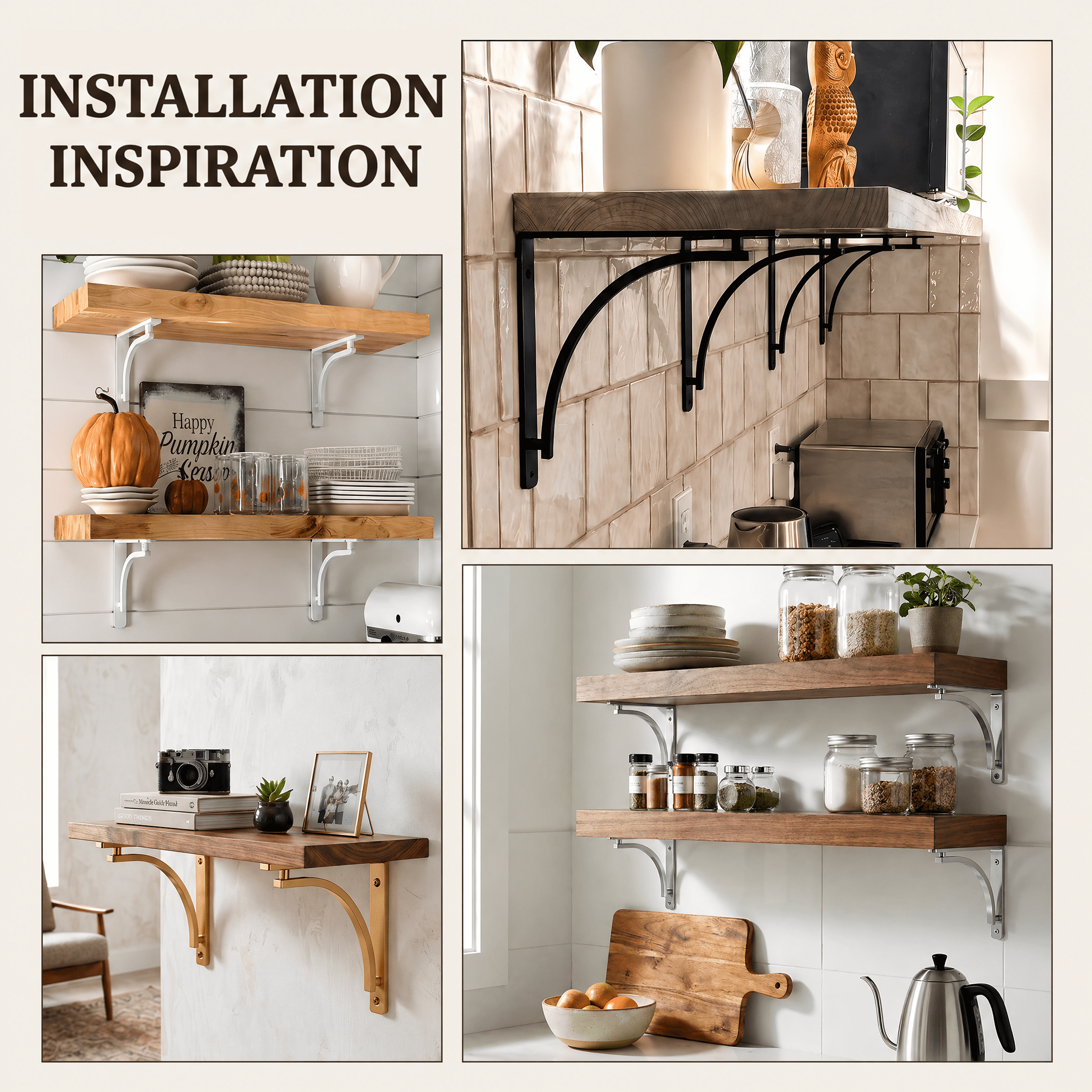 Classic Shelf Bracket Set by Balin Designs (Black) for 6 inch, 8, 10 inch Mantel Shelves L Brackets – Heavy Duty Decorative Metal Supports – Easy Installation with Hardware Included - Set of 4