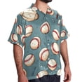 thumbnail image 2 of Baseball Men's Short Sleeve Hawaiian Beach Poplin Shirt Casual Printed Button Down Summer Unisex Shirt, 2 of 6