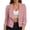 Pink, variant on Women's Cropped Blazer Notched Lapel Ruched 3/4 Sleeve Jackets Business Casual Lightweight Suit Jacket