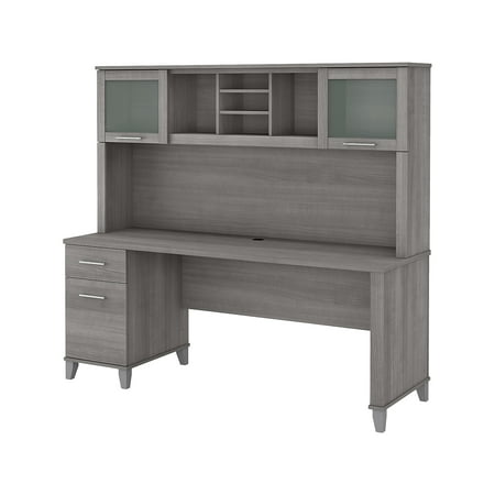 UPC: 0042976124991 | Bush Furniture Somerset 72  Computer Desk with Drawers and Hutch Platinum Gray SET018PG