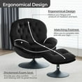 thumbnail image 4 of Othniel Black Velvet Swivel Accent Chair with Ottoman, Round Reading Chair Foot Stool Set, for Living Room, Bedroom, 4 of 9
