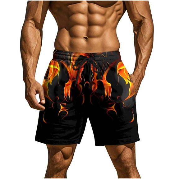 Men's Shorts Casual Classic Fit Drawstring Summer Beach Shorts with Elastic Waist and Pockets Gold XL