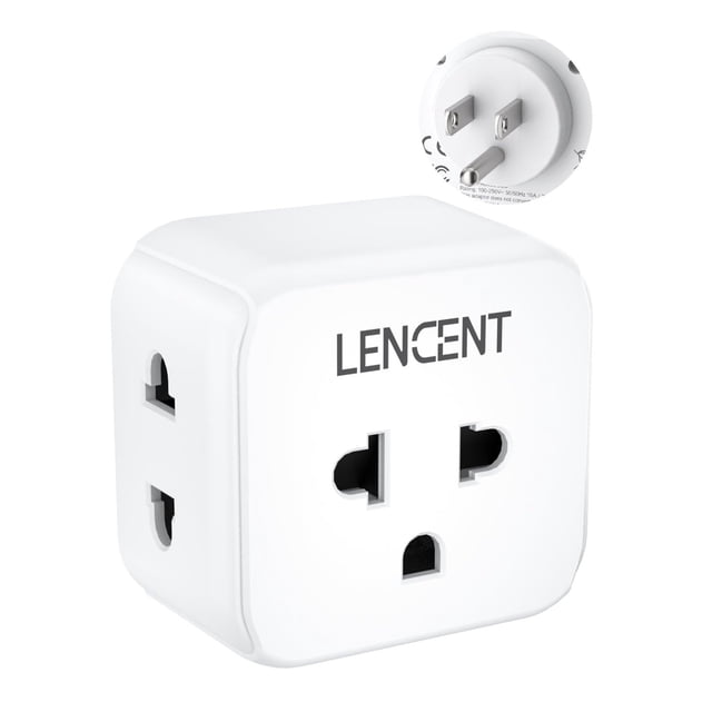 Adaptador de Corriente Lencent Blanco Universal con 3 Salidas para Viaje de Europa a México