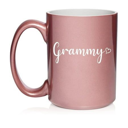 

Grammy With Heart Ceramic Coffee Mug Tea Cup Gift for Her Sister Women Grandparents’ Day Family Friend Pregnancy Announcement Mother’s Day Grandma Grandmother Mom Cute (15oz Rose Gold)