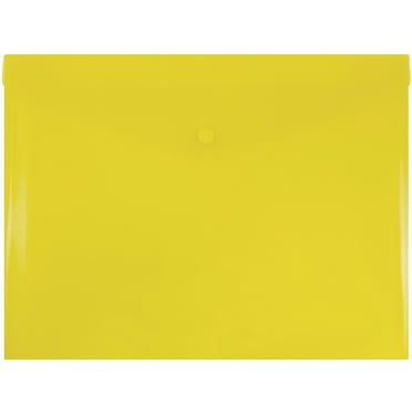 JAM Paper Plastic Snap Envelopes, 9.8x13, 12/Pack, Yellow