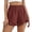 Brick Red, variant on Summer Shorts for Women Boho Elastic Waist Ruffle Casual Hollow Out Embroidered Beach Bottoms with Pockets